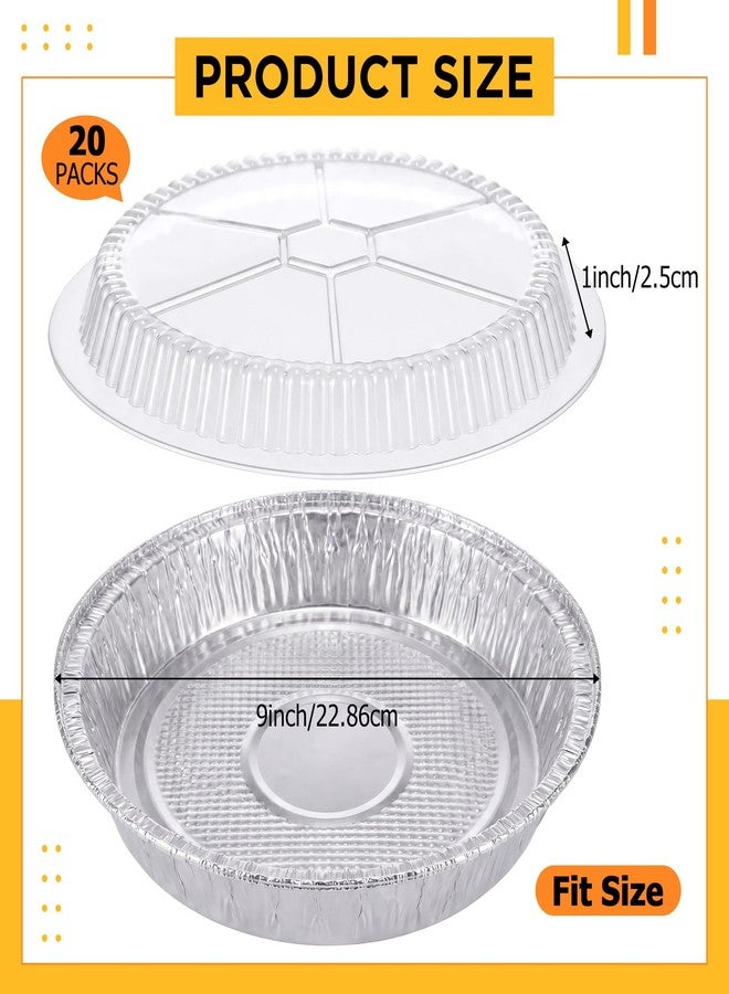 Yiyiring Yiyiring 20 Pcs Plastic Clear Lids for 9 Inch Aluminum Foil Pans, 1 Inch Height Disposable Dome Lids Only, Airtight Cover for Half Size Steam Table Pans, Catering, Baking, Food Storage - Image 2