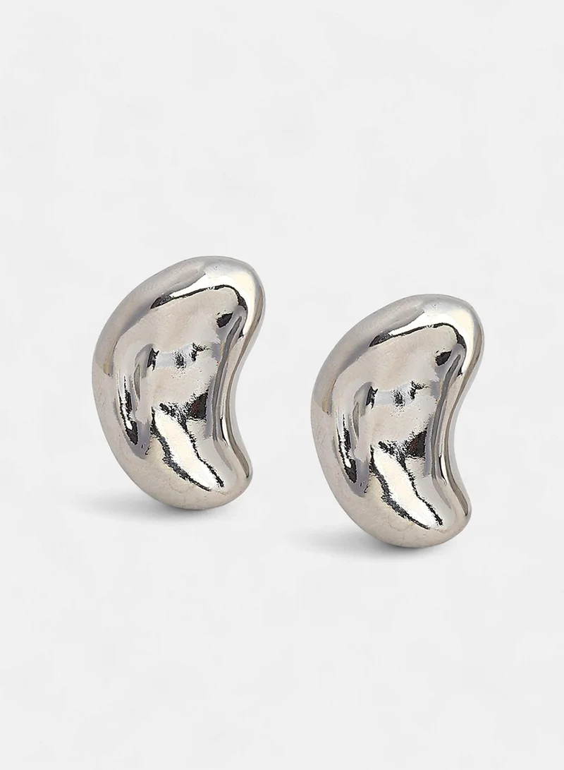 Contemporary Dented Bean Artificial Stud Earring Jewellery