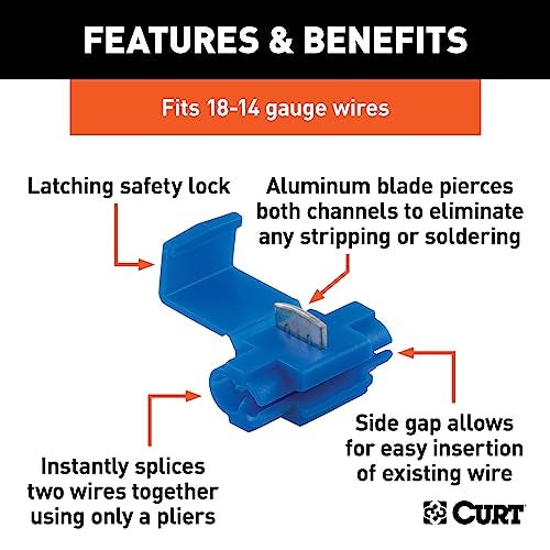 CURT 58280 1814 Gauge Blue Snap Lock Wire Connectors 100Pack - Image 3