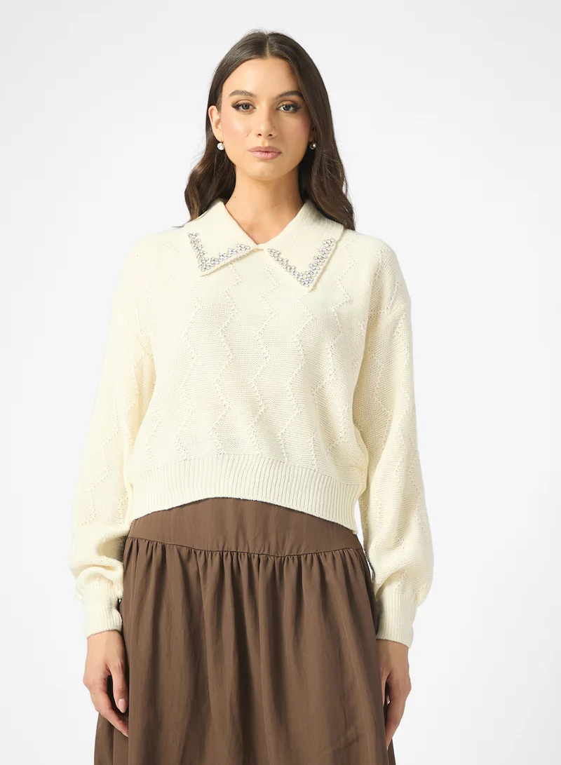 ELLA Sweater With Embellished collar