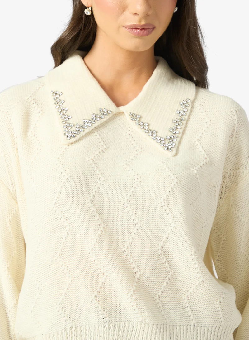 ELLA Sweater With Embellished collar