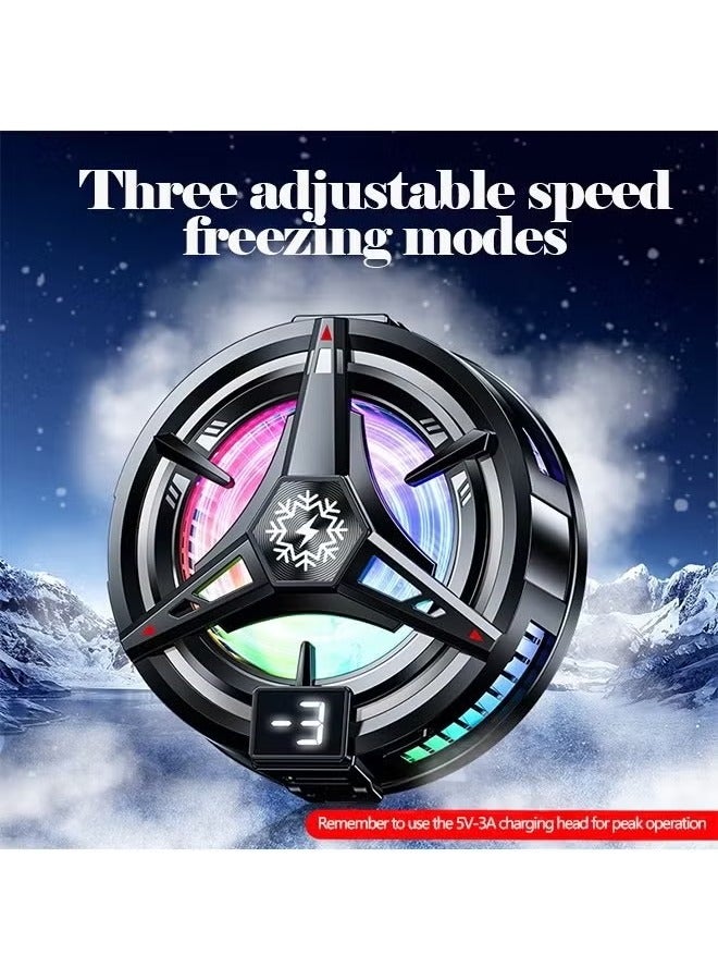 Phone Cooler, Phone Cooling Fan for Gaming, 3 Modes, Adsorption Design, Semiconductor Phone Cooler with RGB Light,Mini Phone Cooler for Mobile Phone Tablet PC