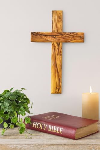 Zuluf Wall Hanging Olive Wood Cross | Hand Carved Cross | Olivewood Christian Wall Cross With Holy Land Certificate | Ideal Gift for Home Decoration, Weddings and Home Office 20cm / 7.8" CRS051 - Image 4
