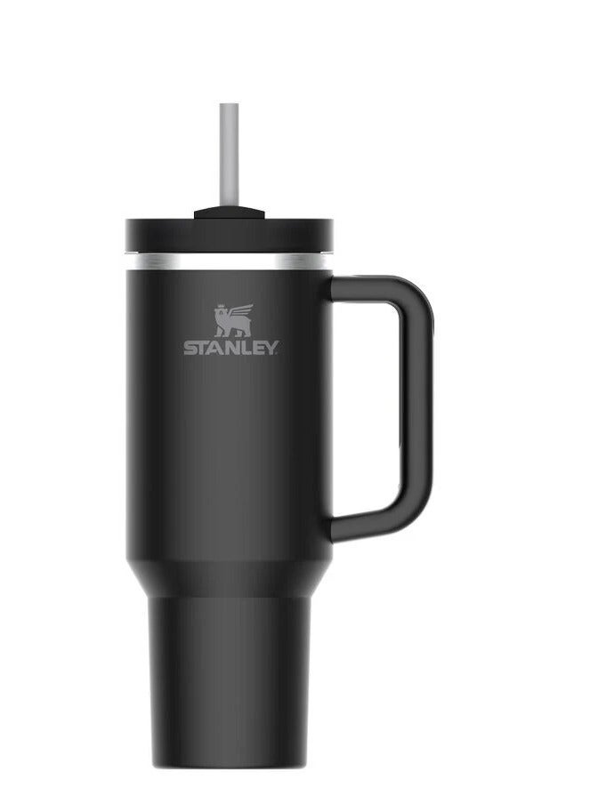 Quencher H2.0 FlowState Vacuum Insulated Tumbler – 40oz Black Stainless Steel Travel Mug with Leakproof Lid & Reusable Straw | Double-Walled Thermal Bottle Keeps Drinks Hot for 7 Hours & Cold for 24 Hours | Durable, Portable, Eco-Friendly Hydration Solution
