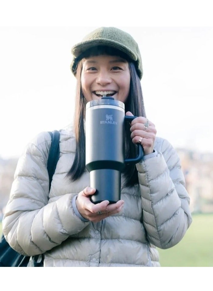 Quencher H2.0 FlowState Vacuum Insulated Tumbler – 40oz Black Stainless Steel Travel Mug with Leakproof Lid & Reusable Straw | Double-Walled Thermal Bottle Keeps Drinks Hot for 7 Hours & Cold for 24 Hours | Durable, Portable, Eco-Friendly Hydration Solution
