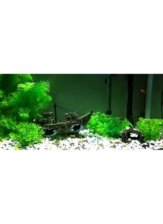 NIBEMINENT Boat Ship Shaped Aquarium Ornament Green/Beige/Black 26x6x10cm  - Image 2