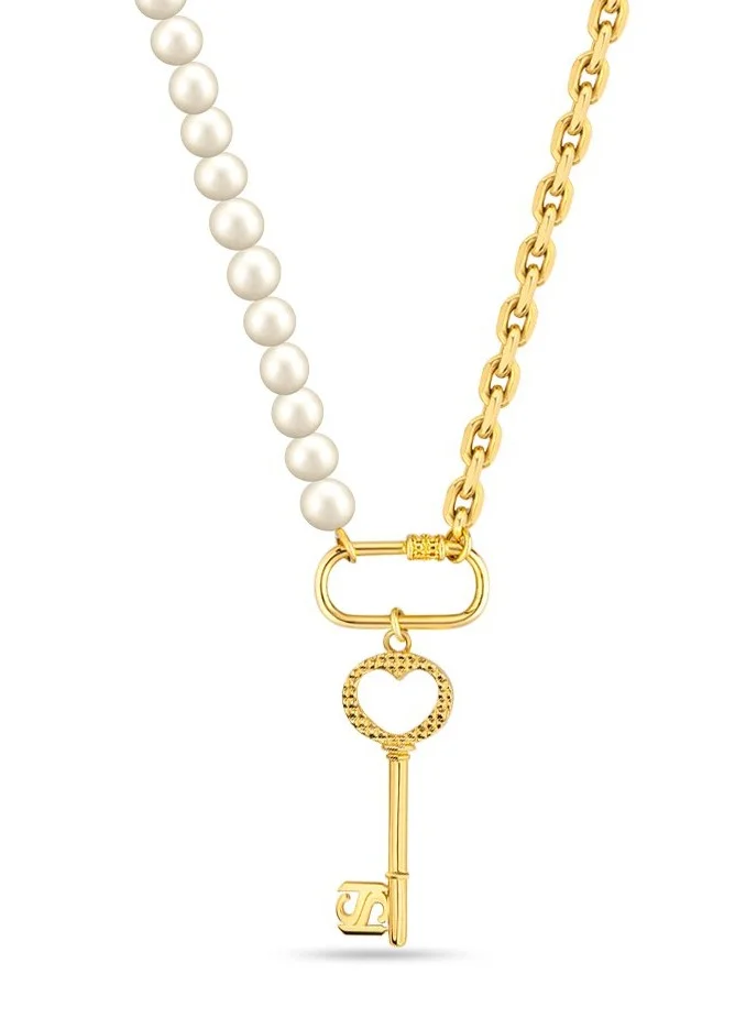 سانت هونور Pont Des Arts Half Gold Plated and Half Pearls Necklace for Women's