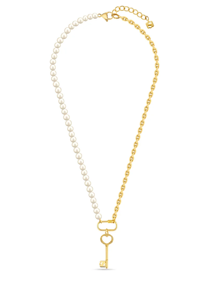 سانت هونور Pont Des Arts Half Gold Plated and Half Pearls Necklace for Women's