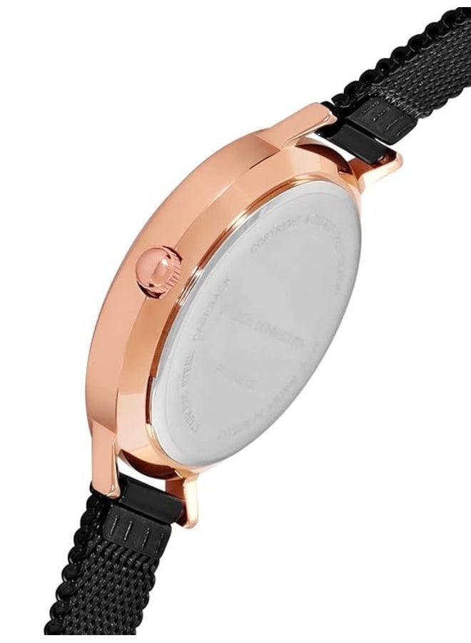 French Connection Women's Black Dial Black Metal Bracelet Analog Watch 34mm - Image 3