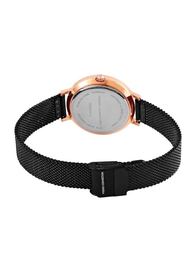 French Connection Women's Black Dial Black Metal Bracelet Analog Watch 34mm - Image 4