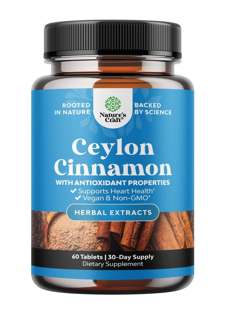 Nature's Craft Organic Ceylon Cinnamon Tablets 1000Mg Powder Memory Supplement For Brain Support Non Gmo For Heart Health And Immune System Booster  - Image 1