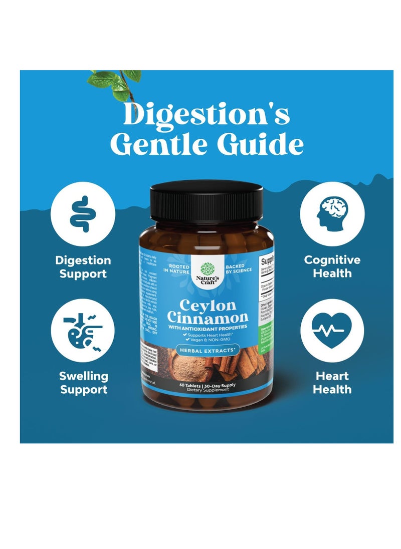 Nature's Craft Organic Ceylon Cinnamon Tablets 1000Mg Powder Memory Supplement For Brain Support Non Gmo For Heart Health And Immune System Booster  - Image 2