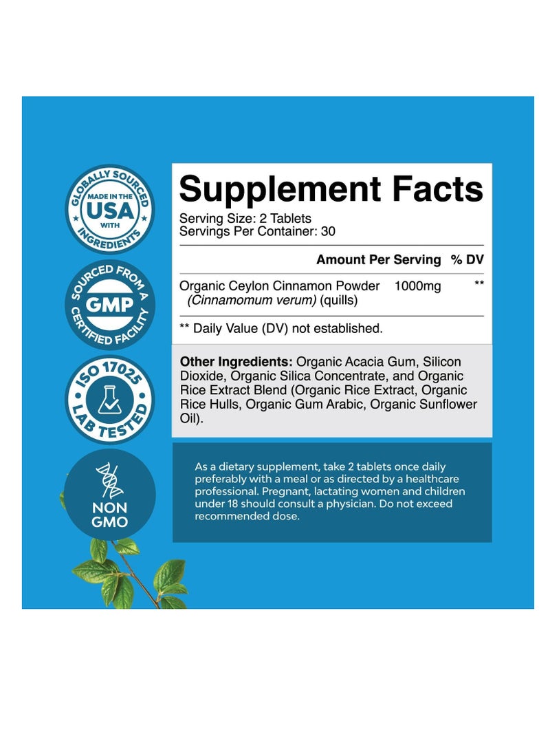 Nature's Craft Organic Ceylon Cinnamon Tablets 1000Mg Powder Memory Supplement For Brain Support Non Gmo For Heart Health And Immune System Booster  - Image 3