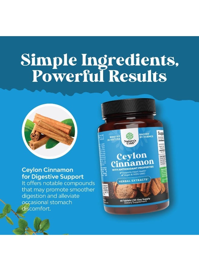 Natures Craft Organic Ceylon Cinnamon Tablets 1000mg - Organic Ceylon Cinnamon Powder Memory Supplement for Brain Support - Non GMO Organic Cinnamon Pills for Heart Health and Organic Immune System Booster - Image 4
