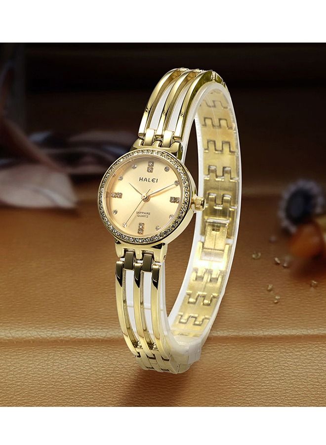 HALEI Harley Women Light Luxury Bracelet Watch 5014 - 25mm - Golden - Image 4