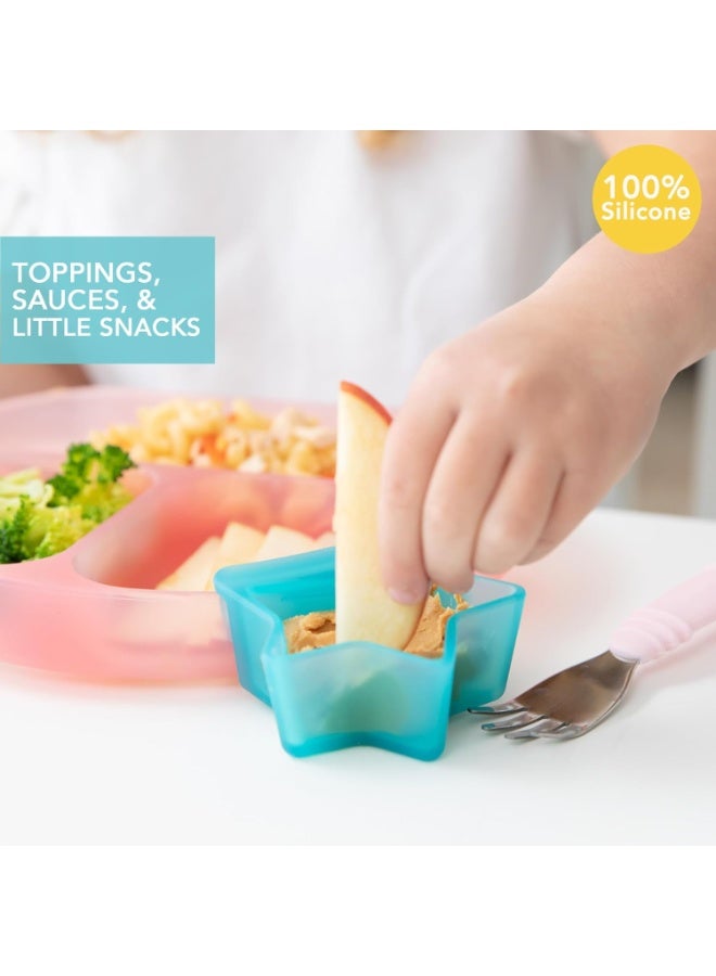 Bumkins Baby Silicone Little Dippers, Attaches to Bowls, Dishes and Plates, Sauce Cup, Holds Condiments, Dip, Puree, Toppings, Baby Led Weaning, Essential Feeding Supplies, Babies 6 Months Up, Blue - Image 2