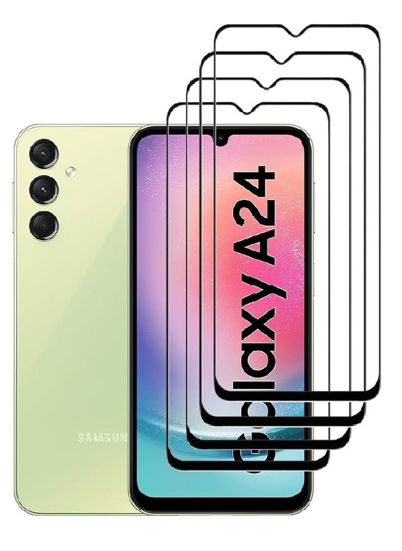 AINA 4 Pieces Tempered Glass Screen Protector 5D Designed For Samsung Galaxy A24 4G Full Glue Edge to Edge Full Screen Coverage And Bubble Free - Image 1