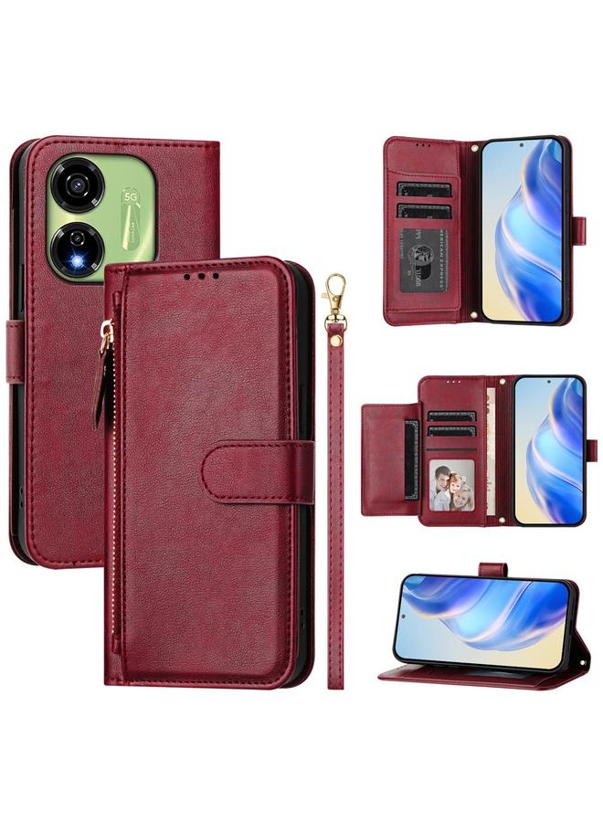S-TOP Case For Itel P55 5G Multi-Card Slots Zipper Wallet Leather Phone Case - Image 1