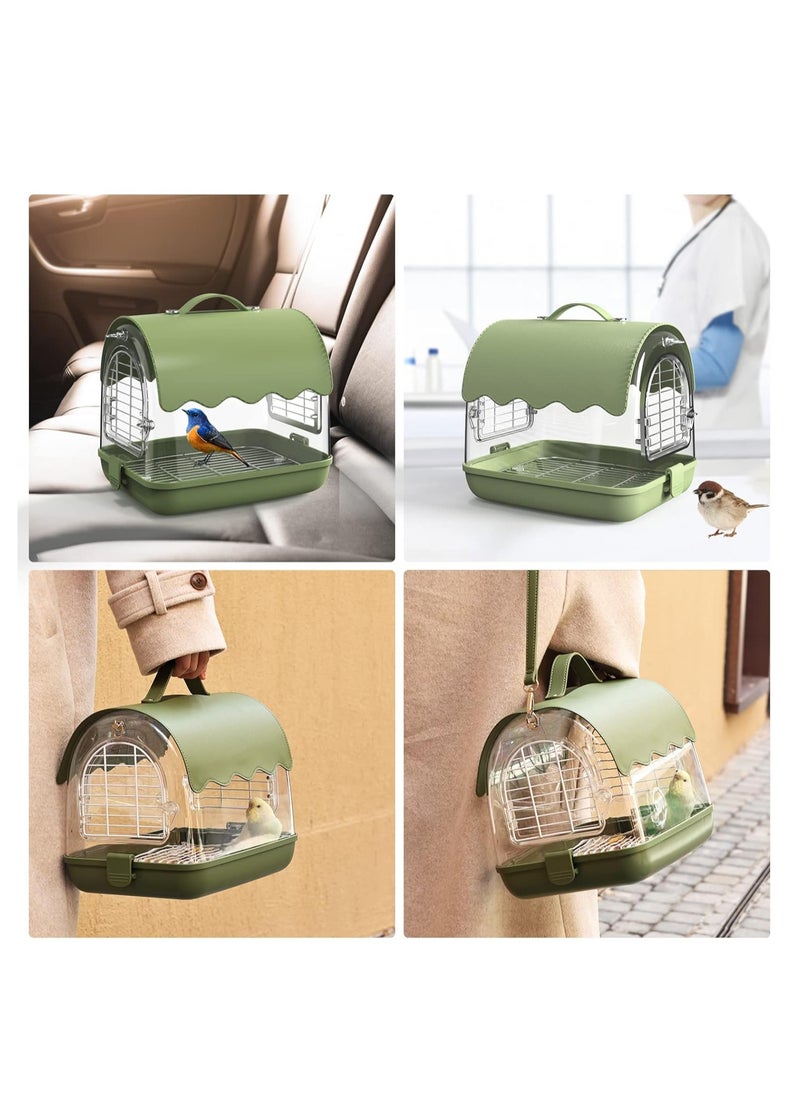 Bird Carrier Backpack with Perch, Transparent Travel Bird Cage Bag Lightweight with Shade Cover, Visible Window for Parrots, Small Cockatiels, Budgie and Other Similar Size Birds