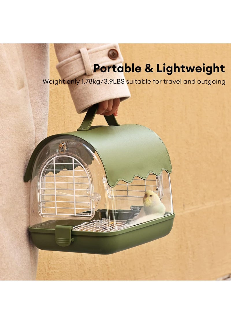 Bird Carrier Backpack with Perch, Transparent Travel Bird Cage Bag Lightweight with Shade Cover, Visible Window for Parrots, Small Cockatiels, Budgie and Other Similar Size Birds
