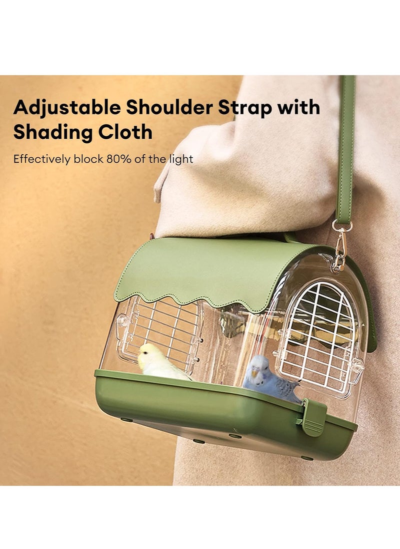 Bird Carrier Backpack with Perch, Transparent Travel Bird Cage Bag Lightweight with Shade Cover, Visible Window for Parrots, Small Cockatiels, Budgie and Other Similar Size Birds
