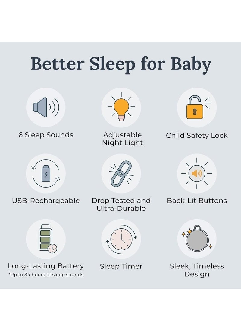 Yogasleep - Yogasleep Hushh 2 Portable Sound Machine For Baby and Kids, Backlit Buttons & Night Light, More Durability, 6 Soothing Natural Sounds, Easy To Use Timer, Volume Control & Toddler Lock, Noise Canceling - Image 1