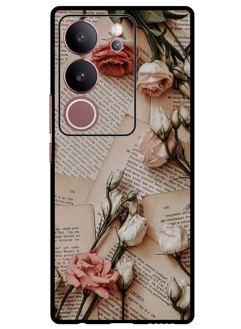 Theodor Protective Case Anti Scratch Shock Proof Bumper Cover For Vivo V29 - V29 Pro Books and Flowers - Image 1