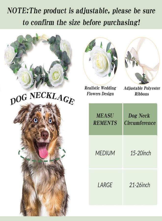 Honoson 2 Pcs Dog Wedding Flowers Collar Accessory with 6 ft Flowers Leash Wreath Boho Theme for Small, Medium, Large Dogs(Large) - Image 2