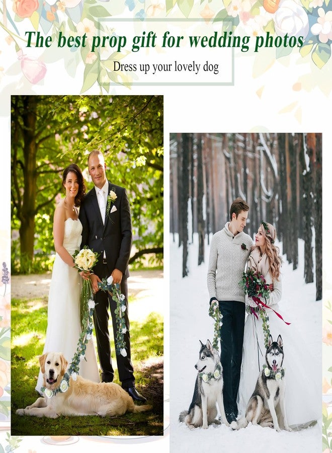 Honoson 2 Pcs Dog Wedding Flowers Collar Accessory with 6 ft Flowers Leash Wreath Boho Theme for Small, Medium, Large Dogs(Large) - Image 5