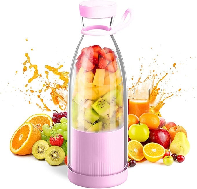 PORTABLE JUICER BLENDER350ML MINI SMOOTHIE MAKERS MULTIFUNCTIONAL PERSONAL JUG BLENDERS WITH USB RECHARGEABLE WASHABLE FRUIT JUICE MIXER ELECTRIC JUICE BLENDER PINK