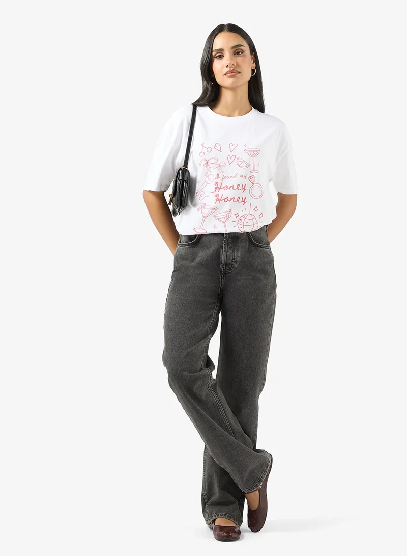 Ginger  Crew Neck Holiday Graphic T-Shirt for Women | Best Price UAE