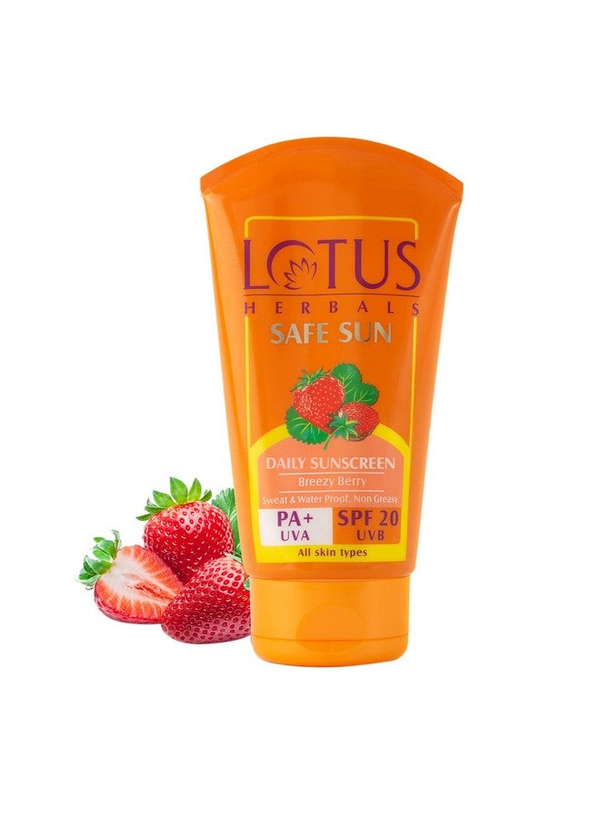 LOTUS HERBALS Safe Sun Sunscreen Cream Breezy Berry Spf 20 Pa+ Sweat & Waterproof Nongreasy 50Gwhite  - Image 1