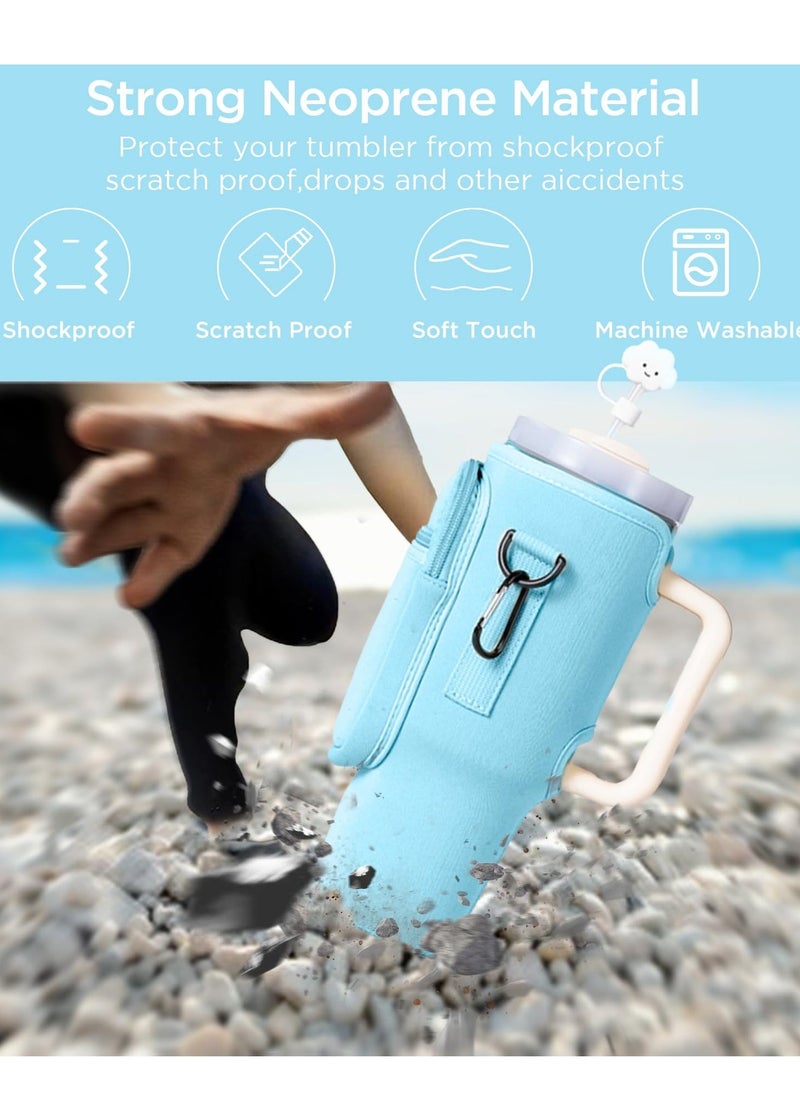 Generic - Water Bottle Carrier Bag with Phone Pocket for Stanley 40oz Tumbler Water Bottle Holder Pouch with Adjustable Shoulder Strap and Carabiner Stanley Cup Accessories for Hiking Travelling Camping - Image 1