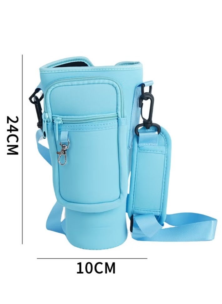 Generic - Water Bottle Carrier Bag with Phone Pocket for Stanley 40oz Tumbler Water Bottle Holder Pouch with Adjustable Shoulder Strap and Carabiner Stanley Cup Accessories for Hiking Travelling Camping - Image 1