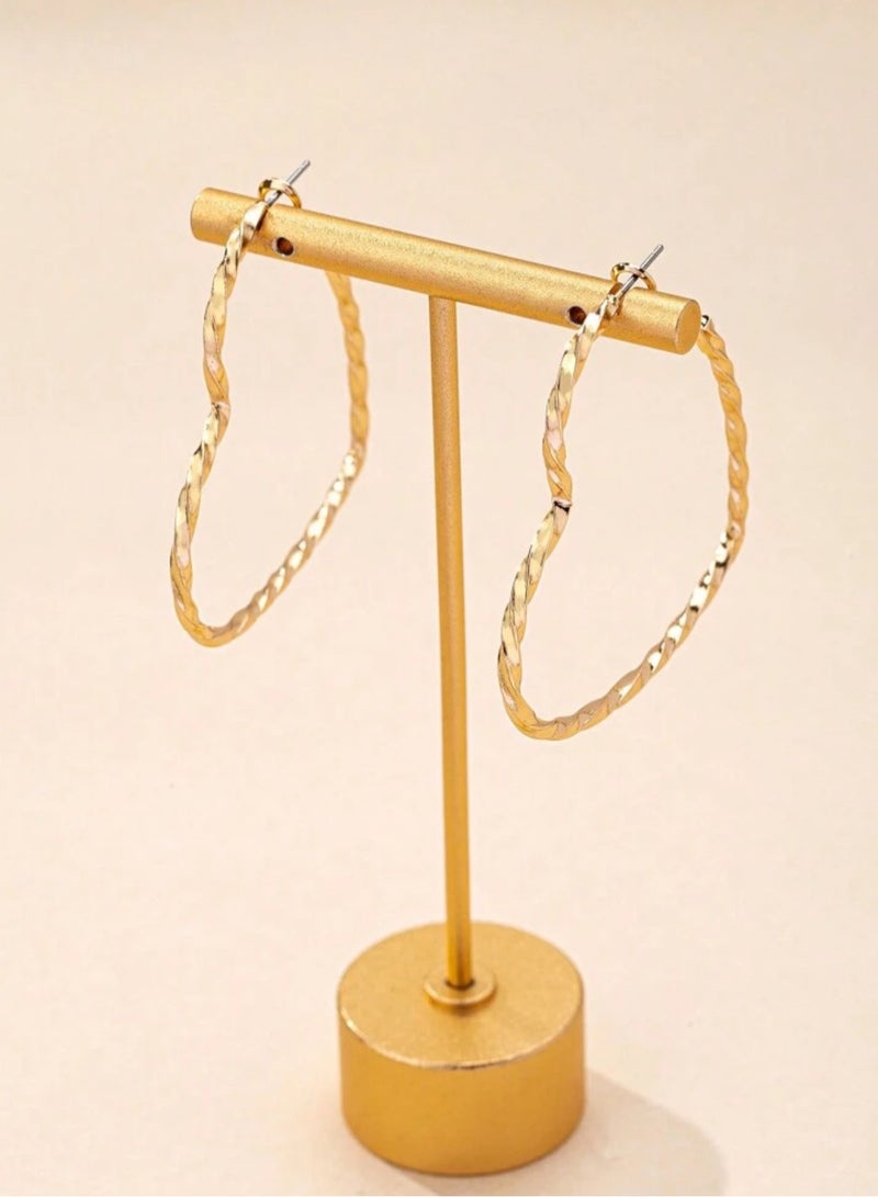 إيكوال حلق اذن نسائي دائري من الاستانلس ستيل أنيق وعالي الجودة باللون الذهبي - Image 1