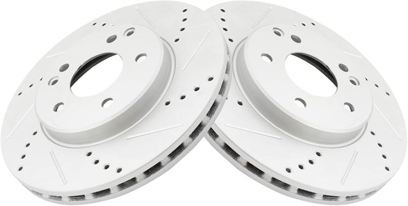 TRQ Front Performance Brake Rotors Set Premium G-Coated Compatible with 2002-2005 Mercedes-Benz C230 2001-2005 C240 - Image 2