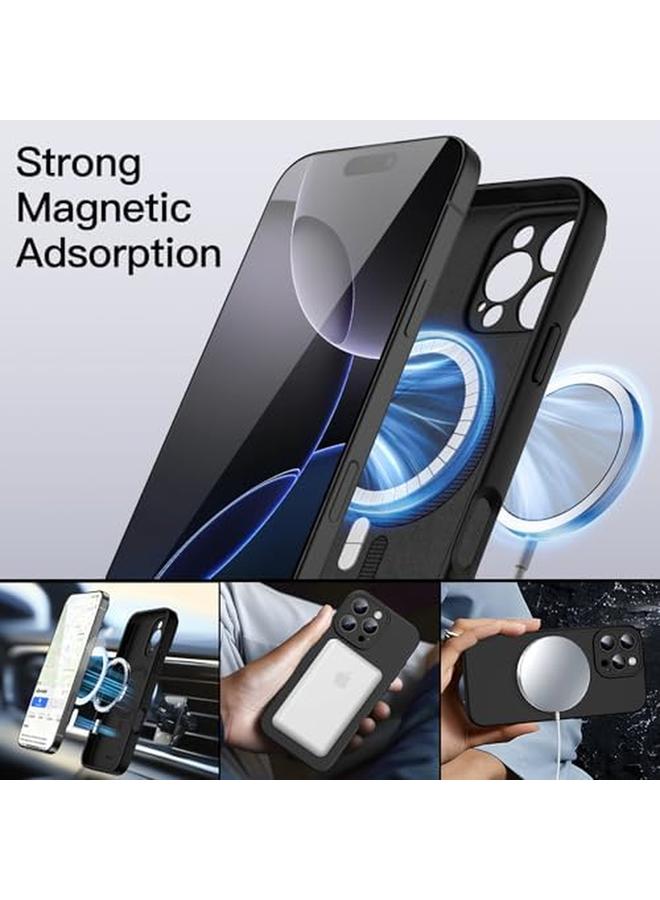 Jetech Magnetic Silicone Case For Iphone 16 Pro Max 6.9 Inch Compatible With Magsafe Silky Soft Touch Shock Absorbing Phone Cover With Camera Lens Full Protection Black - Image 2