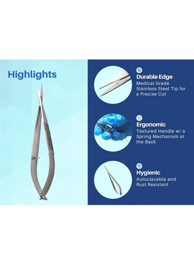 Artman Instruments 5.5 Castroviejo Scissors straight Set of 3 Micro thread cutting embroidery/Extra Sharp Squeeze Scissors for ENT Eye Skin Dental and Veterinary Surgeon/Spring Action micro scissors for Art and Craft - Image 4