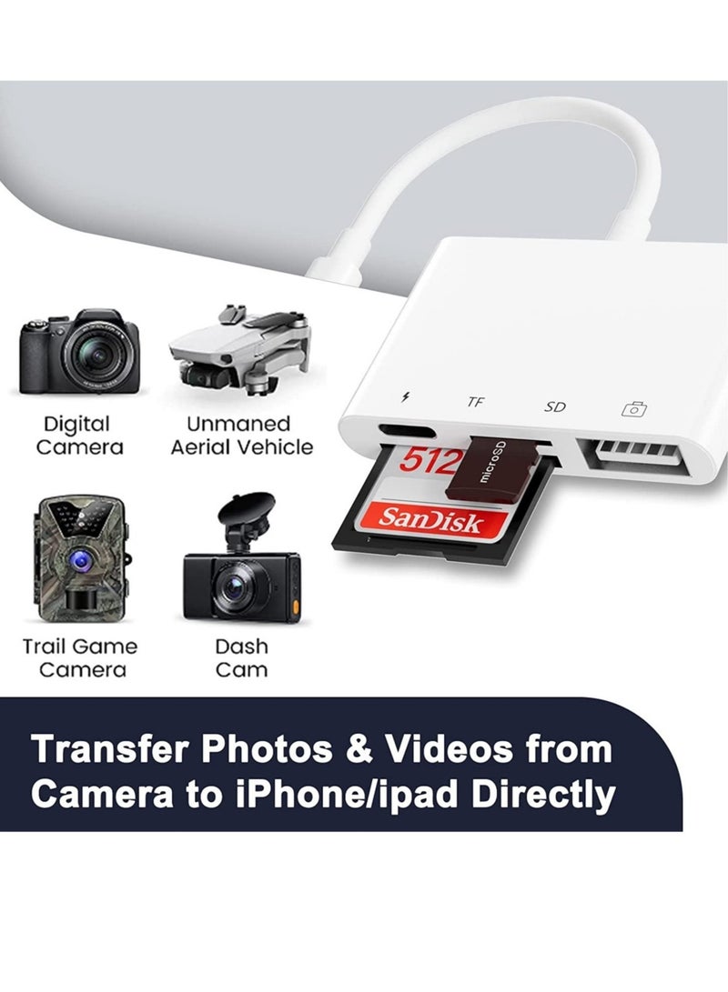 SD Card Reader for iPhone/iPad,iPhone SD Card Reader,4 in 1 USB OTG Adapter for iPhone Compatible MicroSD/SD - Image 4