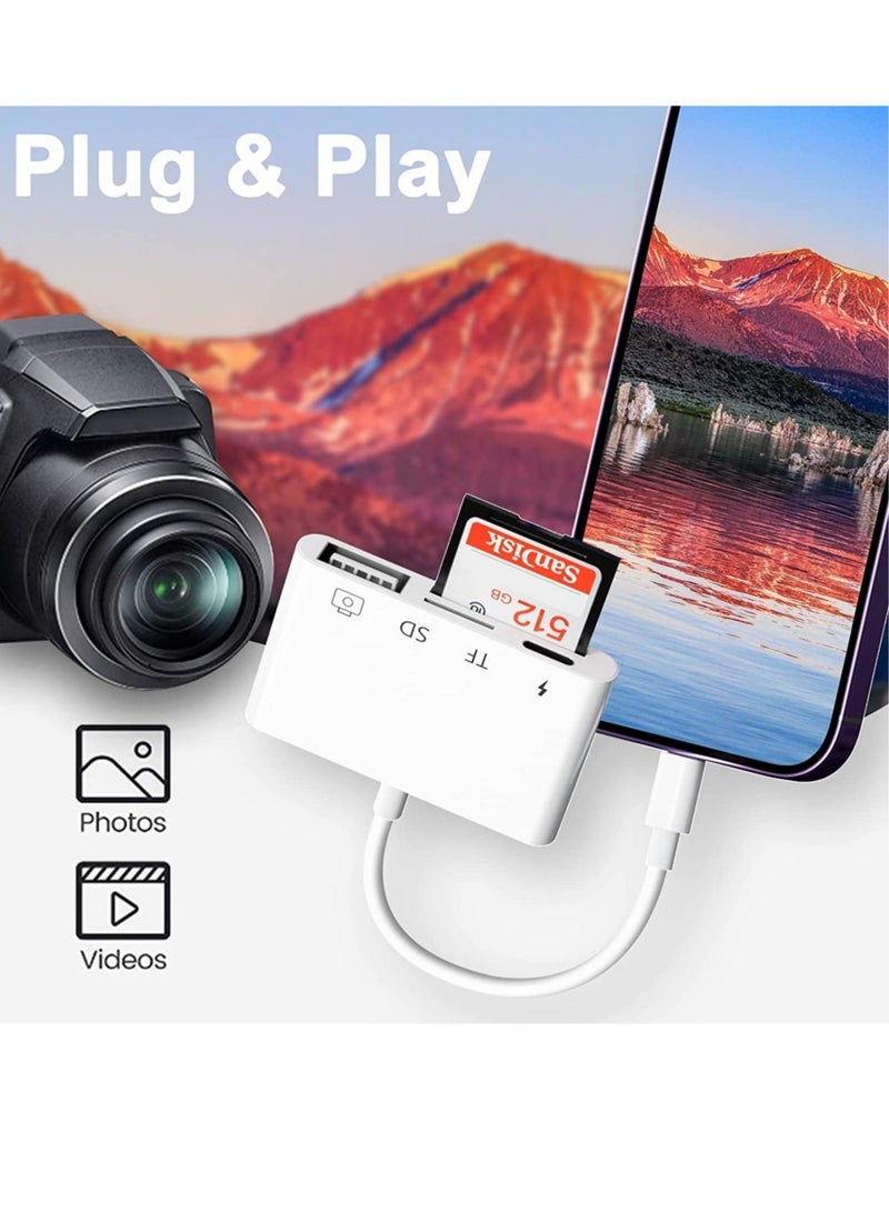 SD Card Reader for iPhone/iPad,iPhone SD Card Reader,4 in 1 USB OTG Adapter for iPhone Compatible MicroSD/SD - Image 5