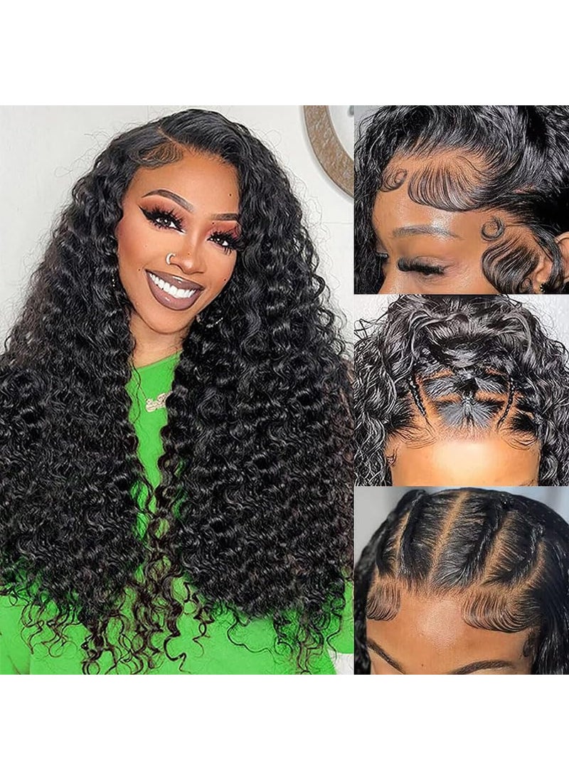 QTHAIR - QTHAIR 14AGrade5x5 Transparent HD Lace Closure 20 Inch Deep Wave Hair Closure Brazilian Virgin Remy Human Hair Frontal Closure 100 Human Hair Extensions Pre Plucked Natural Black - Image 1