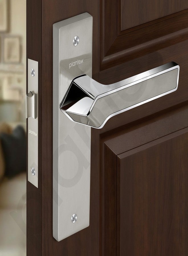 Plantex Heavy Duty Bathroom Door Lock - Mortise 8 Inch Keyless Plate Handle Set for Home/Bathroom/Store Room/Balcony/Office with Baby Latch (8133-Satin Steel & Chrome) - Image 4