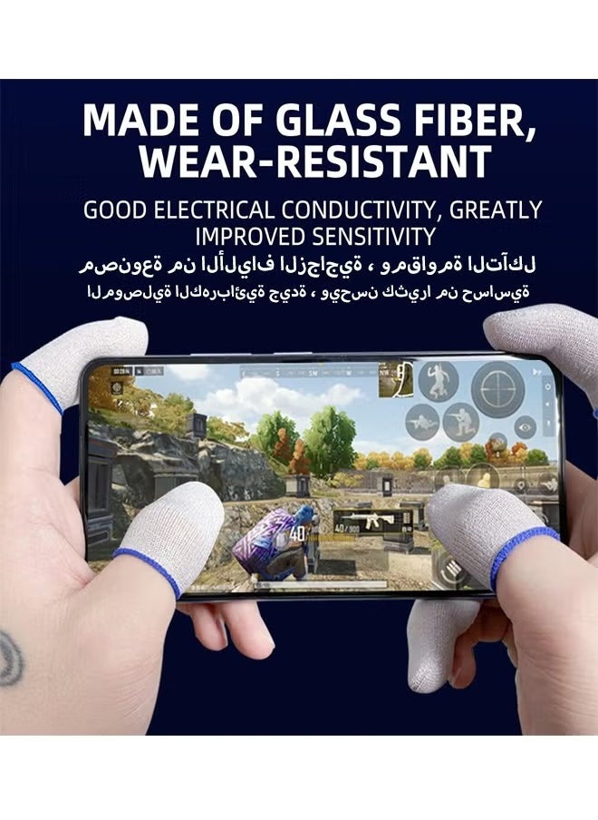 2 pairs of mobile game touch screen finger sleeves, finger sleeves, ultra-high sensitivity touch sensor, smooth operation, sweat-absorbent, odorless, breathable, seamless touch screen finger sleeves, suitable for Pubg and other games