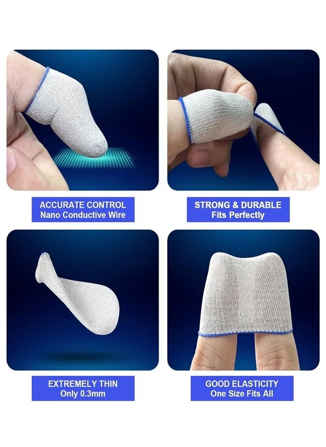 2 pairs of mobile game touch screen finger sleeves, finger sleeves, ultra-high sensitivity touch sensor, smooth operation, sweat-absorbent, odorless, breathable, seamless touch screen finger sleeves, suitable for Pubg and other games