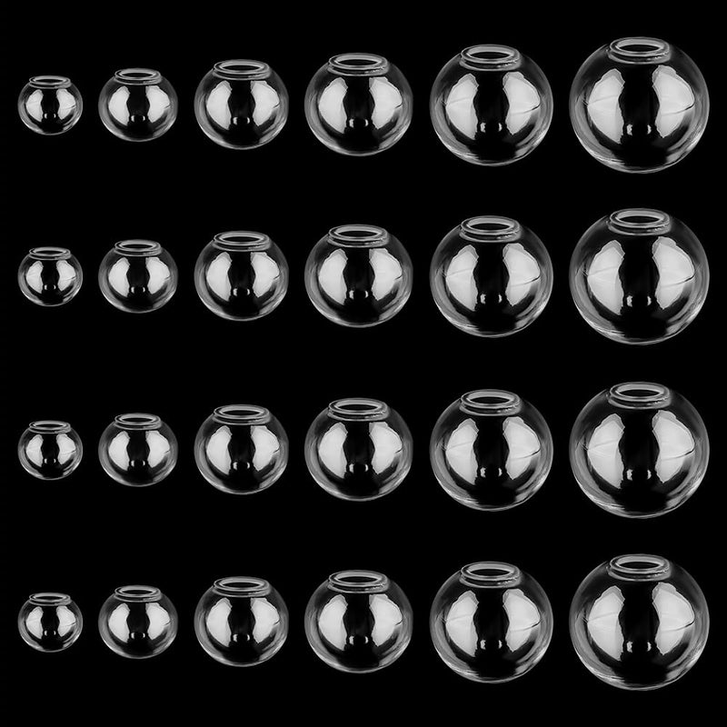 PH PandaHall 180pcs Mini Glass Globe, 6 Size Glass Ball Bottles Orbs Ball Wish Ball Spheres UV Planet Crystal Craft Bottle for UV Resin Dice Pendant Charms Earring Making 8~18mm - Image 1