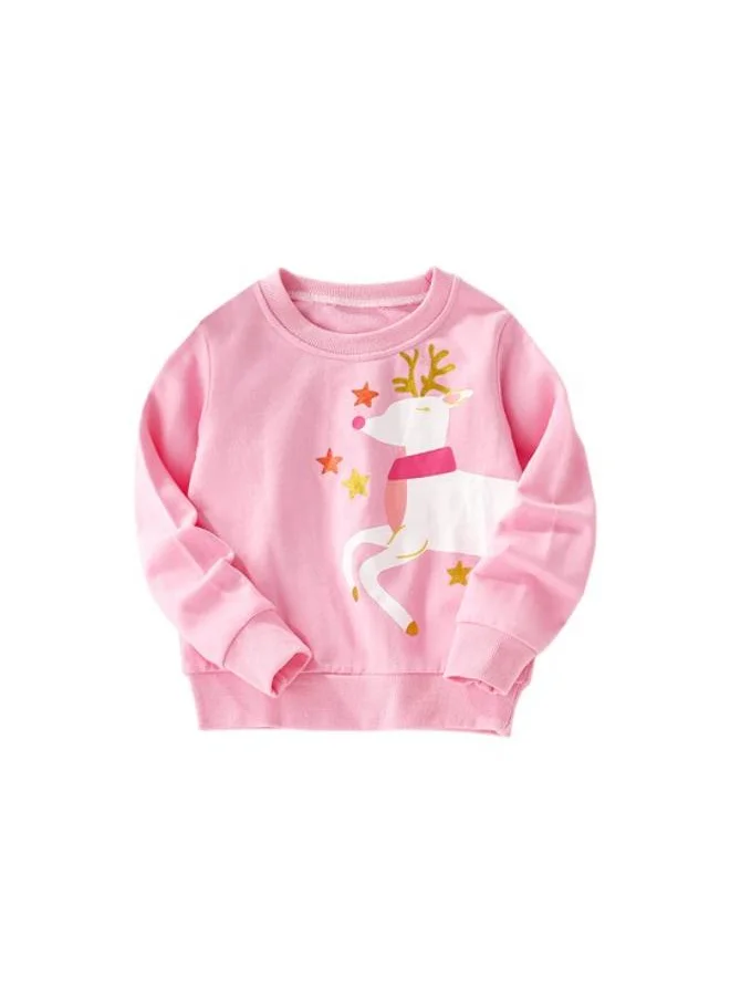 يونيكي Pink Printed Long Sleeve Crew Neck T-Shirt