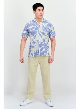 Jack Jones Men Relaxed Fit Floral Print Short Sleeves Casual Shirt, Slate Blue Combo  - Image 4