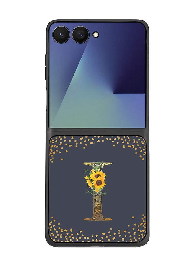 Stylizedd For Samsung Galaxy Z Flip7 Case,Slim fit Camera Protection, Shockproof Thin Phone cover  - Custom Floral Monogram - I  (Grey )