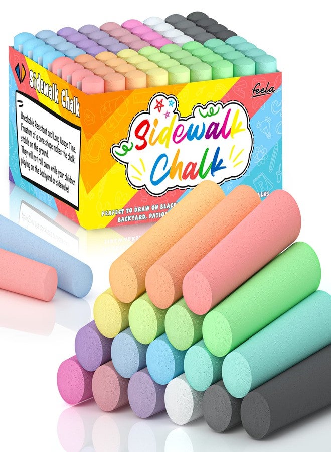 feela Jumbo Sidewalk Chalk, 72 Pack Non-Toxic Outdoor Chalk Set For Kids, 18 Colors - Image 1