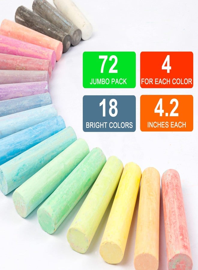 feela Jumbo Sidewalk Chalk, 72 Pack Non-Toxic Outdoor Chalk Set For Kids, 18 Colors - Image 2